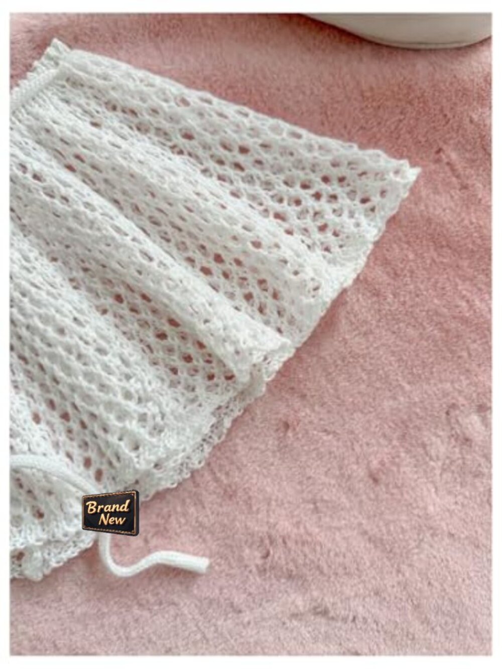 Crochet Mini Skirt Cover Up Tie Front Hollow Out Knit Beach Coverup - Picture 4 of 5